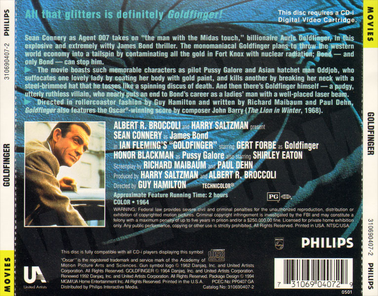 James Bond 007 Home Video - VCD / CD-i - Philips Series - Goldfinger