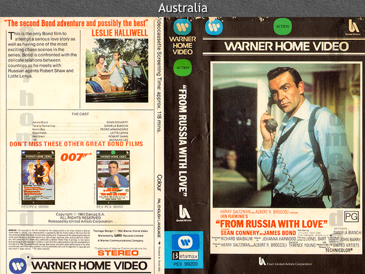 James Bond 007 Home Video - Videotape - VHS/Betamax - Pre-Certificate ...